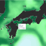 衛星データを活用した水産養殖向け海洋データサービス「ウミトロンパルス」で表示されるクロロフィルαの様子
