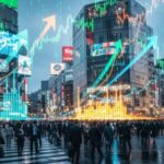9/18 東京衡機の株価が急騰した理由は？東京の街並みを背景に、抽象的な株価の上昇を示すシーンを描写した画像です。
