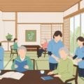 介護保険2040に向けた制度見直しの検討を象徴する、介護者と高齢者の温かい交流が描かれたシーン。