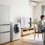 火災保険で故障した家電の買い替え費用を補償する条件を示す、日本の現代的な家庭の風景。