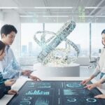 エクサウィザーズがMS&ADとのAI合弁で保険領域を開拓し、テクノロジーとデータの活用が伝わるオフィスの風景を描写。