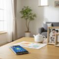 povoが月額190円からのスマホ保険サービスを開始し、家族全員のスマホを守る様子を表現した日常の風景。