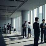 プルデンシャル生命保険の全社員宛て内部告発メールによる新たな疑惑の影響を受ける企業環境を描いたシーン。