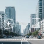 Guardant HealthがUnitedHealthの保険適用で株価53%急騰。日本の日常を背景にした医療技術革新の概念を描いたシーンです。