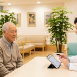75歳からの後期高齢者医療制度における月々の保険料と窓口負担の変化を解説するための、現代の日本の医療環境を表現した画像です。