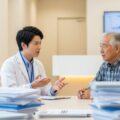 8月以降の健康保険証廃止に伴い、病院窓口での10割負担の可能性と対応について、現代日本の日常の一コマを表現した画像。