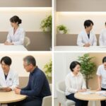 8月以降に期限切れ健康保険証で受診すると10割自己負担になる場面。医療機関での患者とスタッフの静かな交流を描写。