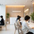 8月から健康保険証が使用できなくなり、マイナ保険証または資格確認書が必要となる状況を示す医療施設の受付風景。