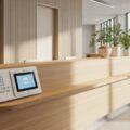 パナソニックが病院向けマイナ保険証リーダーを刷新。受付カウンターの省スペース化とスマホ対応を強化した interior を描写した画像です。
