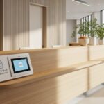 パナソニックが病院向けマイナ保険証リーダーを刷新。受付カウンターの省スペース化とスマホ対応を強化した interior を描写した画像です。