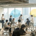 社会保険料負担支援制度が2026年10月から開始。短時間労働者の支援を行う現代の日本のオフィス環境を描いた画像。