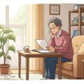 60歳以上が知っておくべき雇用保険の給付3種類と年金併用の仕組みをテーマにした、落ち着いた室内での計画のシーンです。