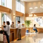 外国人向け宿泊事業における災害保険加入の義務化に備えた、宿泊施設のエントランスの情景。