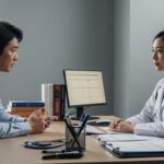 期限切れ健康保険証の救済措置終了で医療費10割負担の影響を受ける患者が医師と相談している場面。