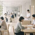 令和8年の医療保険制度改正における5つのポイントを表現した、日本の現代的な医療シーン。