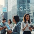 米新興企業がAI保険で競う一方、訴訟増加を懸念し大手損保は慎重な姿勢を示す現代日本の風景。