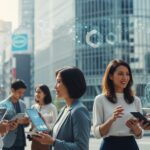 米新興企業がAI保険で競う一方、訴訟増加を懸念し大手損保は慎重な姿勢を示す現代日本の風景。