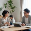 2026年版の学資保険おすすめ8選と返戻率および受取時期の比較。現代日本の家庭が金融計画を考えるシーンを描写した画像。